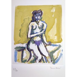Orfeo TAMBURI (1910-1994) LITOGRAFIA OPERA FIGURA FEMMINILE NUDO cm 24 x 30